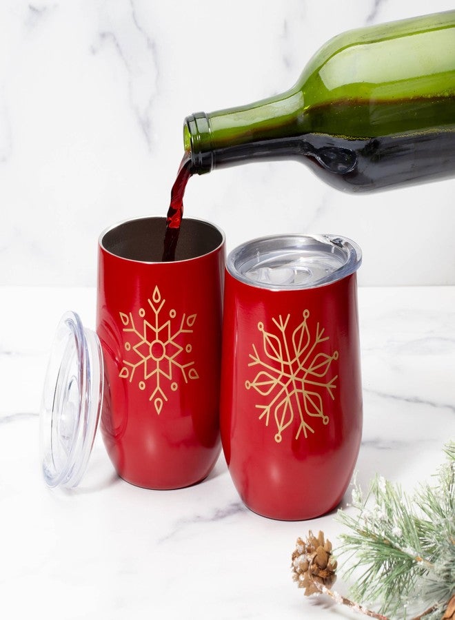Cambridge EHGRD5CB1DS 12 Oz Red Snowflake Tumblers, Set of 2, Christmas Theme - Image 5