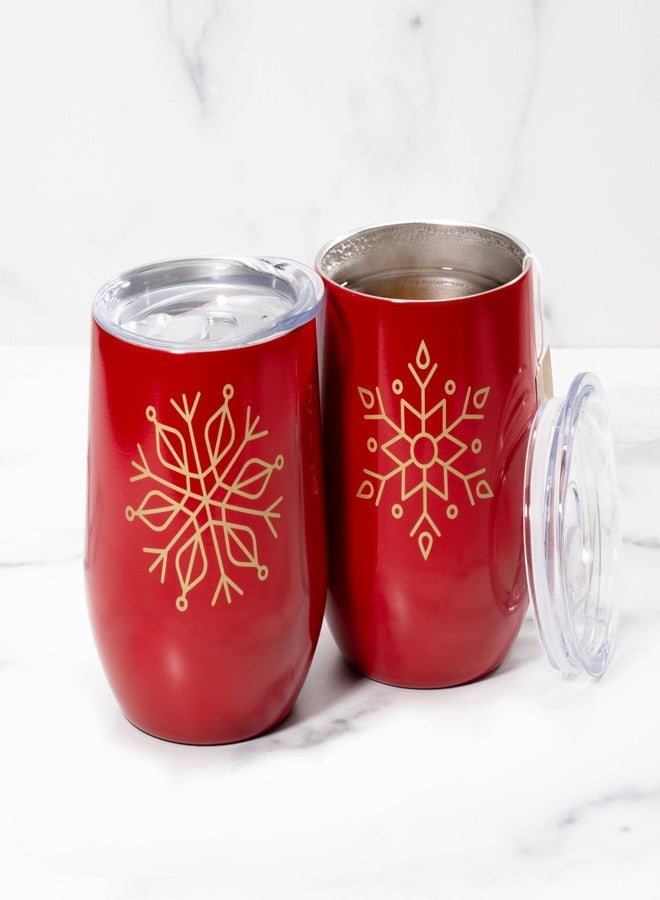 Cambridge EHGRD5CB1DS 12 Oz Red Snowflake Tumblers, Set of 2, Christmas Theme - Image 4