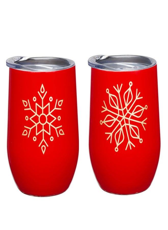 Cambridge EHGRD5CB1DS 12 Oz Red Snowflake Tumblers, Set of 2, Christmas Theme - Image 1