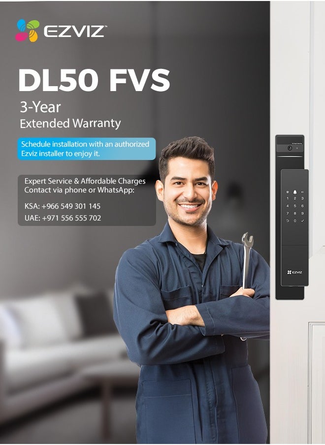 EZVIZ Smart Lock DL50fvs 8-in-1 Keyless Entry Door Lock 3d Face Recognition Door Lock Built-in 8gb Storage 2-meter Night Vision Active Intercom（6068 mortise）  - Image 2