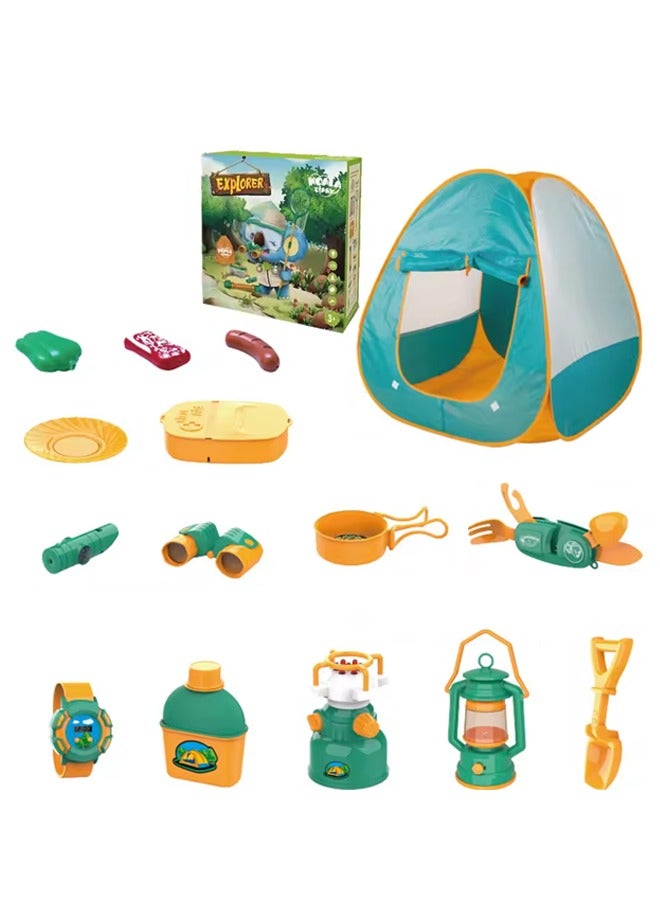 19-Piece Kids Camping Adventure Set - Complete Outdoor Exploration Kit with Tent, Telescope & Cooking Tools (12.6"x3.9"x13" Box) | Pretend Play for Park, Forest & Backyard - Image 1