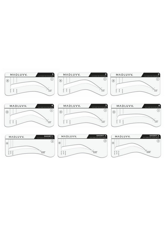 MADLUVV Eyebrow Stencil Kit - Easy-To-Use, Natural Look, 9 Popular Shapes, Used By Professionals - Includes Stamp, Stencils, Spoolie, And Travel Bag (Nearly Black) - Image 2