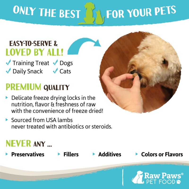 Raw Paws علاجات كبد الحمل المجفف بالتجميد من رو باوز للكلاب والقطط، 4 أونصات - علاجات الحمل مصنوعة في الولايات المتحدة - علاجات جرو للتدريب - علاجات كبد للكلاب والقطط - علاجات الكلاب المجففة بالتجميد - Image 5