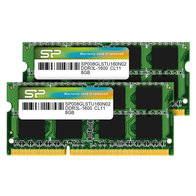 SP Silicon Power ذاكرة RAM سيلكون باور DDR3L سعة 16 جيجابايت (2x8 جيجابايت) بتردد 1600 ميجاهرتز (PC3 12800) 204 دبوس CL11 1.35 فولت غير ECC غير مخزن SODIMM لترقية ذاكرة اللابتوب - Image 1