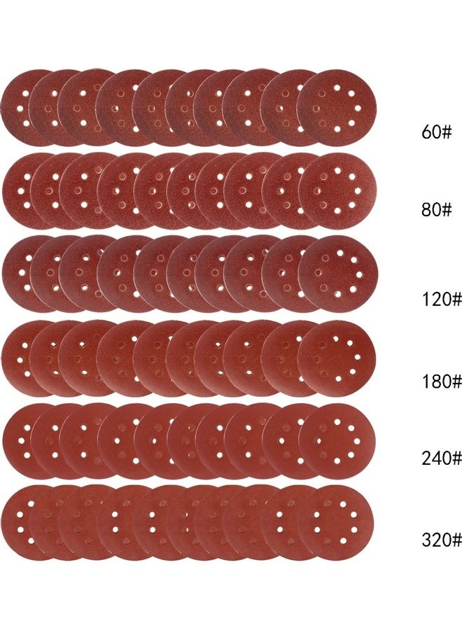 60-Piece 8 Holes Sanding Discs Sandpaper Brown - Image 2