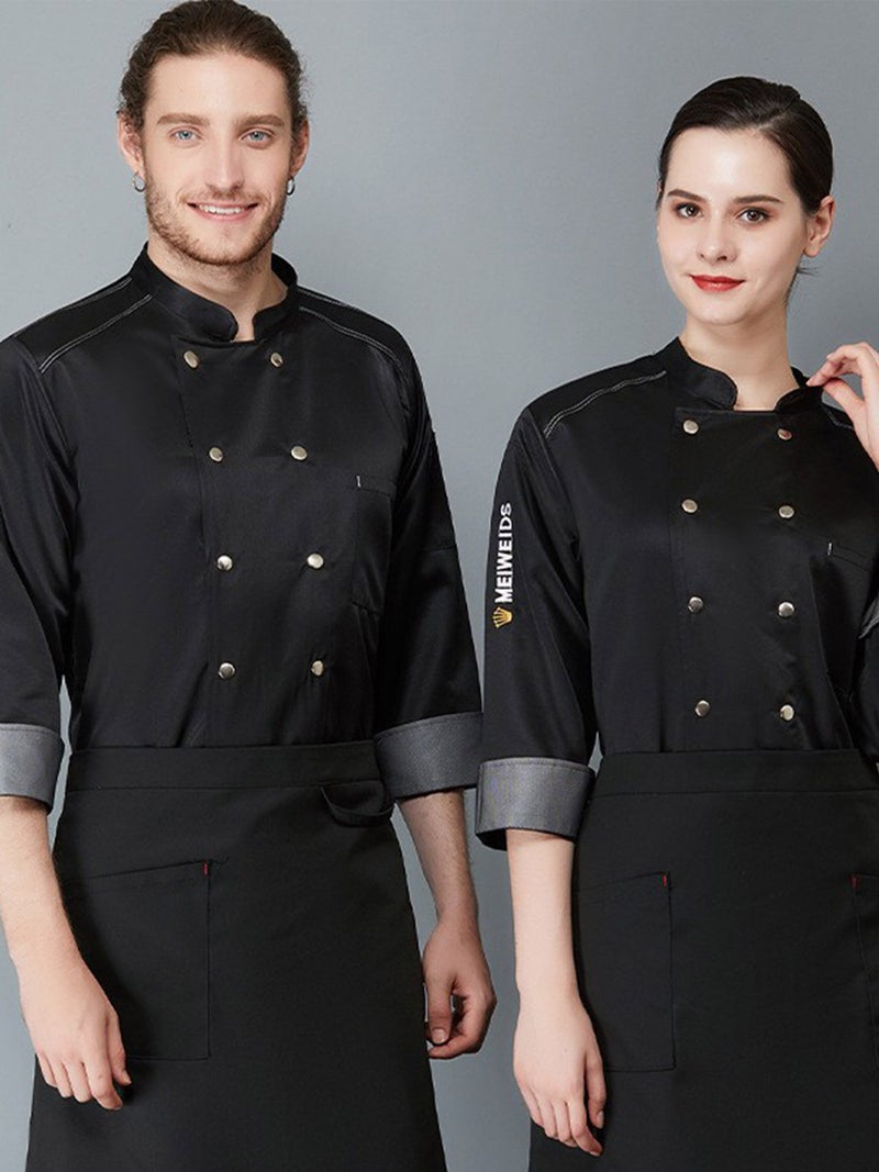 Delicious Crown Long-Sleeved Chef Work Clothes Men'S Rear Kitchen Short-Sleeved El High-End Chef Clothes Breathable Net Chef - Image 5