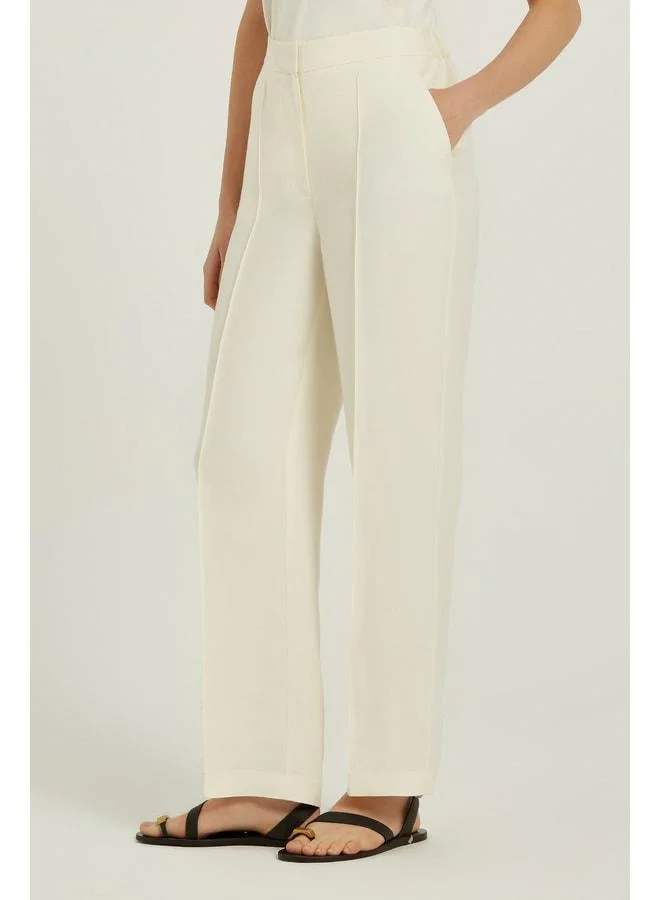 Mısırlı 1951 Beige Ribbed Woven Women's Pants