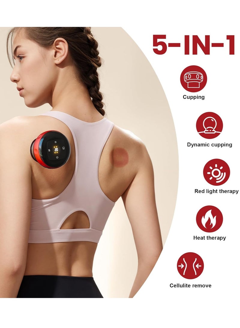 ONLYMAY 5-in-1 Smart Dynamic Cupping Therapy Set with 20 Level Temperature and Suction, Cupping Kit for Massage Therapy, Electric Cupping Device with Red Light for Back Muscle Soreness (Red) - Image 2