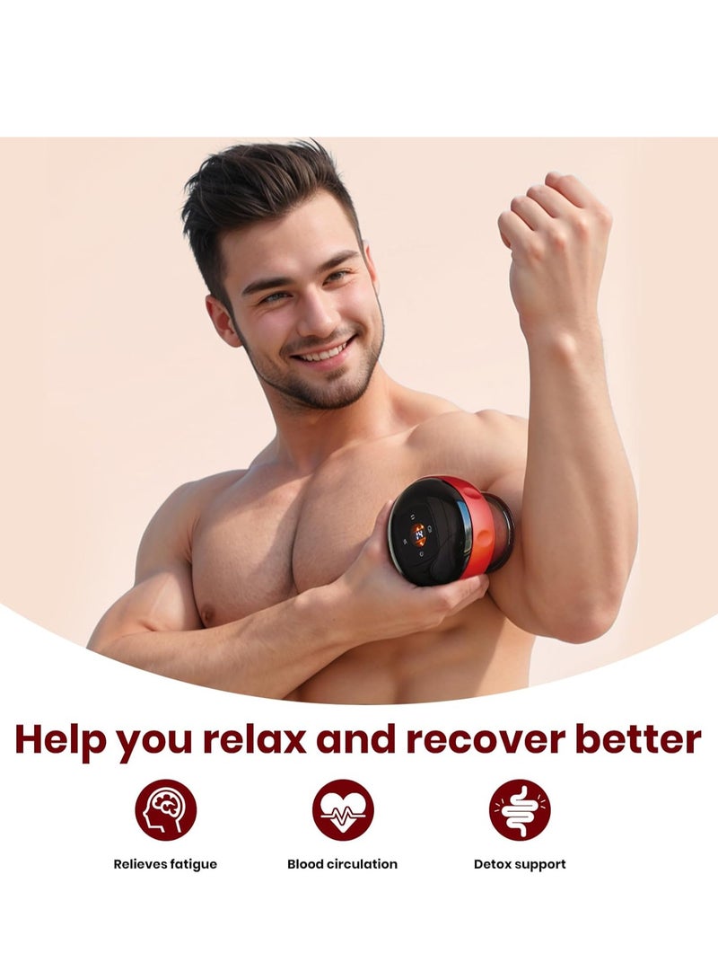 ONLYMAY 5-in-1 Smart Dynamic Cupping Therapy Set with 20 Level Temperature and Suction, Cupping Kit for Massage Therapy, Electric Cupping Device with Red Light for Back Muscle Soreness (Red) - Image 4
