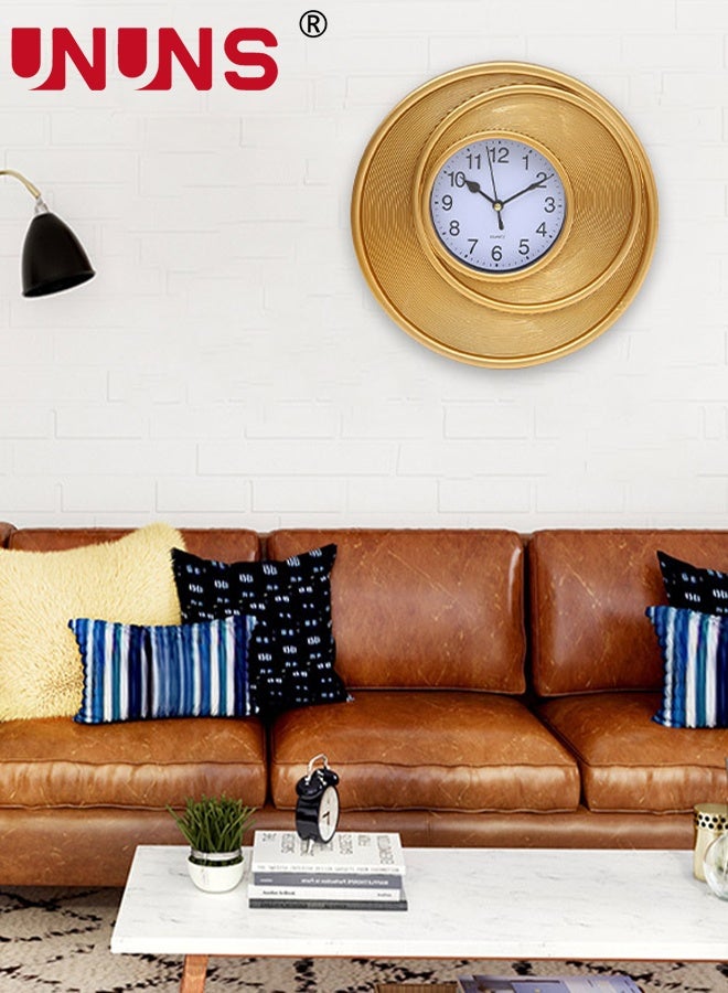 UNUNS 3PCS Wall Clock,Gold Antique Style Clock,Retro Style Clock,Suitable for Living Rooms,Bedrooms,Kitchens,Bathrooms,And Offices,25cm*25cm - Image 5