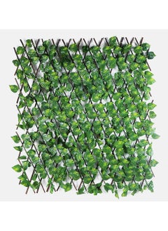 LINGWEI Green Ivy Leaves Garden Wall Decoration Fence Green Hedges Fence Wooden Retractable Fence Garden Plant Bamboo Garden Fence Expandable Wooden Artificial Leaf Fence  - Image 1