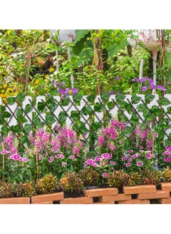 LINGWEI Green Ivy Leaves Garden Wall Decoration Fence Green Hedges Fence Wooden Retractable Fence Garden Plant Bamboo Garden Fence Expandable Wooden Artificial Leaf Fence  - Image 2