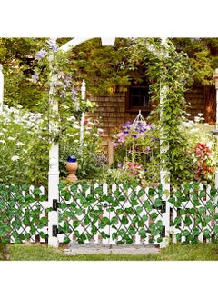 LINGWEI Green Ivy Leaves Garden Wall Decoration Fence Green Hedges Fence Wooden Retractable Fence Garden Plant Bamboo Garden Fence Expandable Wooden Artificial Leaf Fence  - Image 3