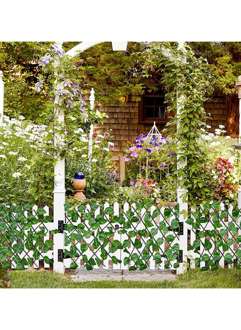 LINGWEI Green Ivy Leaves Garden Wall Decoration Fence Green Hedges Fence Wooden Retractable Fence Garden Plant Bamboo Garden Fence Expandable Wooden Artificial Leaf Fence  - Image 3