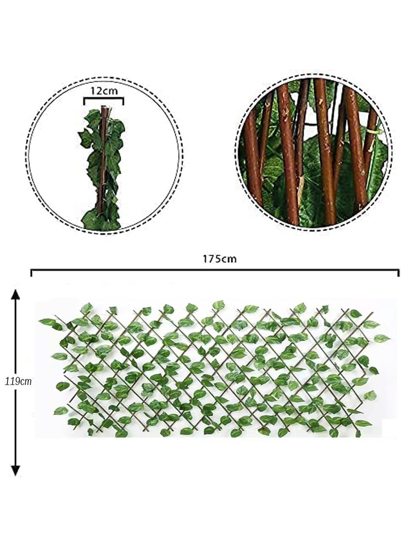 LINGWEI Green Ivy Leaves Garden Wall Decoration Fence Green Hedges Fence Wooden Retractable Fence Garden Plant Bamboo Garden Fence Expandable Wooden Artificial Leaf Fence  - Image 4