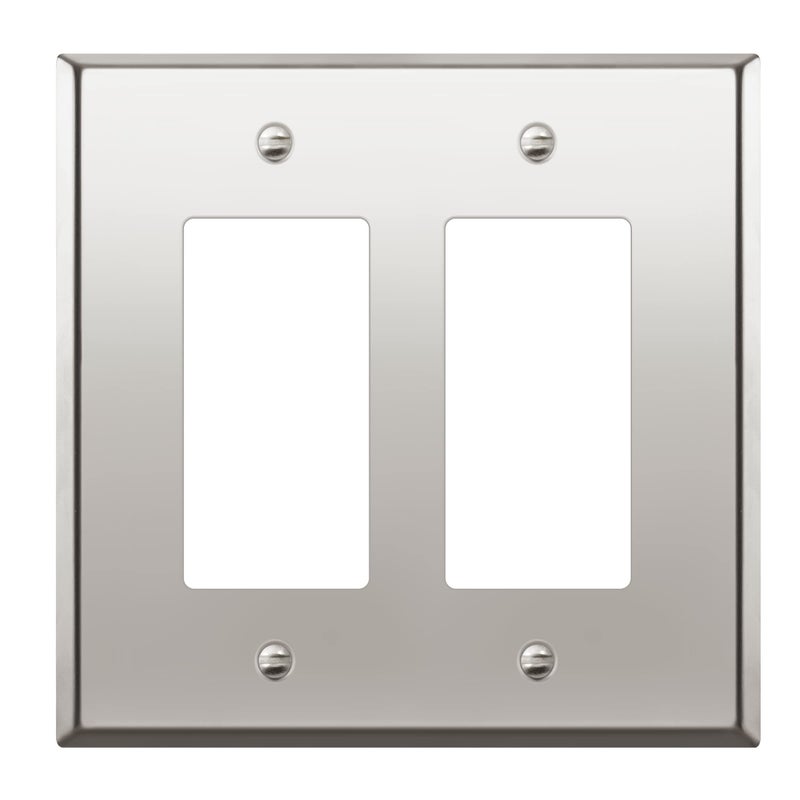 LIDER Decorator Switch or Receptacle Metal Wall Plate Stainless Steel Outlet Cover Corrosion Resistant MidSize 2Gang 488 x 492 201 Stainless Steel LMWP32MPC Polished Chrome