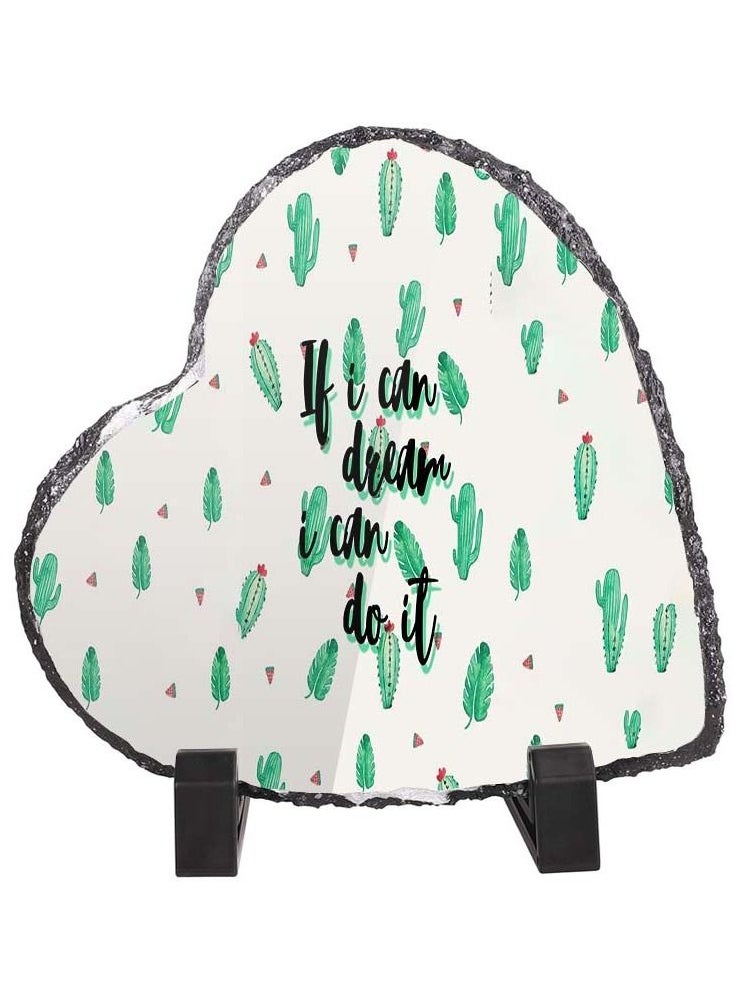 Service Zone - Protective Printed White Heart Shape Marble Photo Frame for Table Top If You Can Dream I Can Do It - Image 1