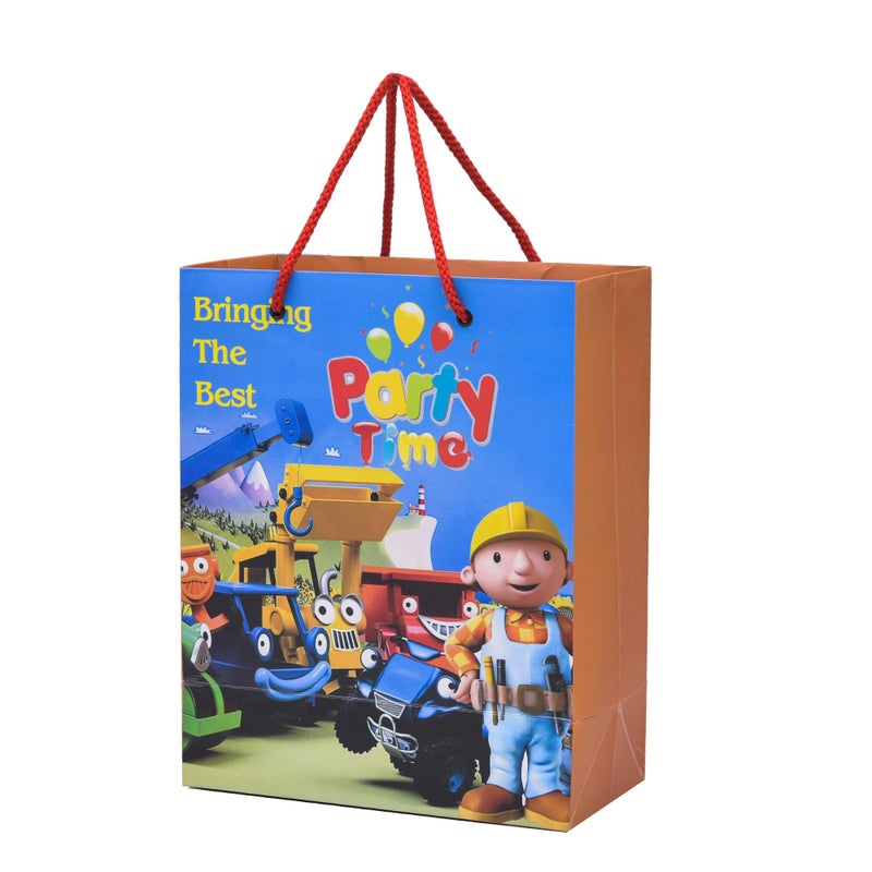 PPJ ® -HAPPY BIRTHDAY BUILDER PARTY TIME (CARTOON) (10 Pcs.) PAPER CARRY BAG, 10 Inch X 8 Inch X 4 Inch RETURN GIFT/HAPPY BIRTHDAY/RETURN GIFTS/GIFTS/GIFT BAGS/GIFT COVERS (Pack of 10) - Image 1