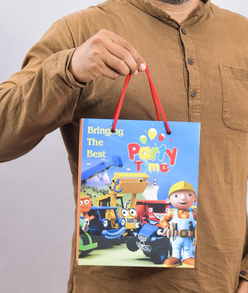 PPJ ® -HAPPY BIRTHDAY BUILDER PARTY TIME (CARTOON) (10 Pcs.) PAPER CARRY BAG, 10 Inch X 8 Inch X 4 Inch RETURN GIFT/HAPPY BIRTHDAY/RETURN GIFTS/GIFTS/GIFT BAGS/GIFT COVERS (Pack of 10) - Image 2