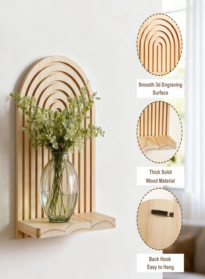 Artilady 2 Pack Boho Wood Wall Hanging Shelf - Handmade Rainbow Arch Floating Shelves Trinket Storage Rack Modern Wall Decor for Bedroom Living Room Nursery Bathroom - Image 2