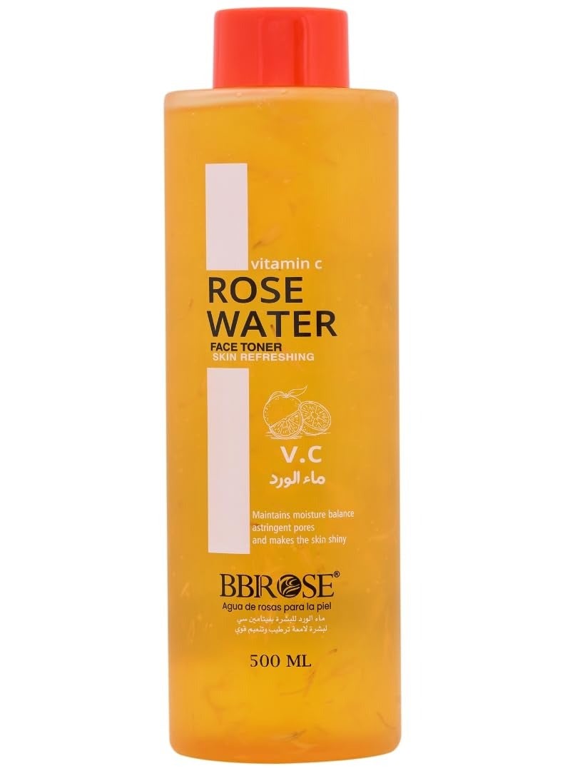 Vitamin C Rose Water Face Toner (500ml) | Skin Refreshing & Hydrating Formula | Maintains Moisture Balance, Tightens Pores & Enhances Skin Glow