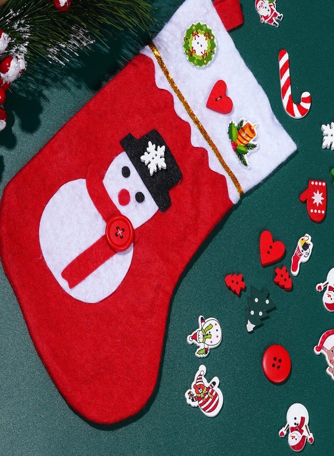 yeabwps 200 Pieces Christmas Wooden Buttons Assorted Christmas Art Craft Buttons for Handmade Project, Mixed Sizes and Styles - Image 3