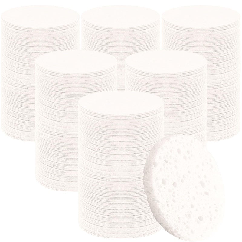 Beieverluck 300 Count Compressed Facial Sponges for Cleansing Natural Cellulose Disposable Face Sponge Spa Sponge for Face Cleansing Exfoliating Makeup or Mask Removal White