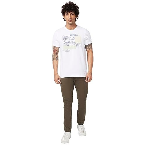Spykar Men Olive Green Cotton Slim Fit Ankle Length Mid Rise Trousers - Image 2