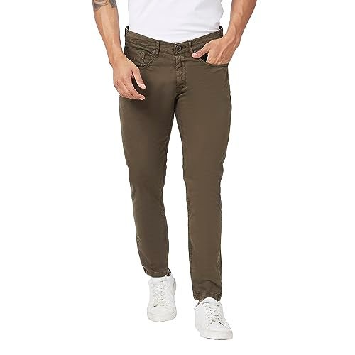 Spykar Men Olive Green Cotton Slim Fit Ankle Length Mid Rise Trousers - Image 1