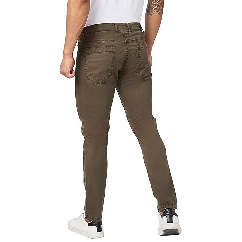 Spykar Men Olive Green Cotton Slim Fit Ankle Length Mid Rise Trousers - Image 3