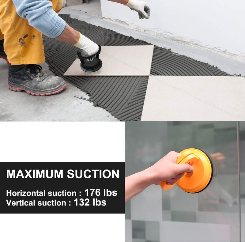 IMT 4.9" Glass Suction Cup Tiles Window Lifter, Power Grip Vacuum Lifter for Glass/Tiles/Mirror/Granite Lifting, Dent Repair Sucker Plate, Double Handle Locking - Image 2