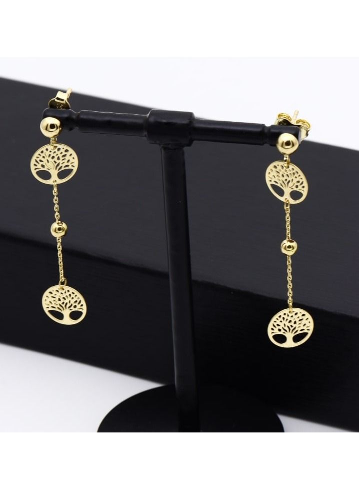 Gold Zone Real Gold Tree Hanging Stud Earring Set 0239-111 E1713 - Image 3