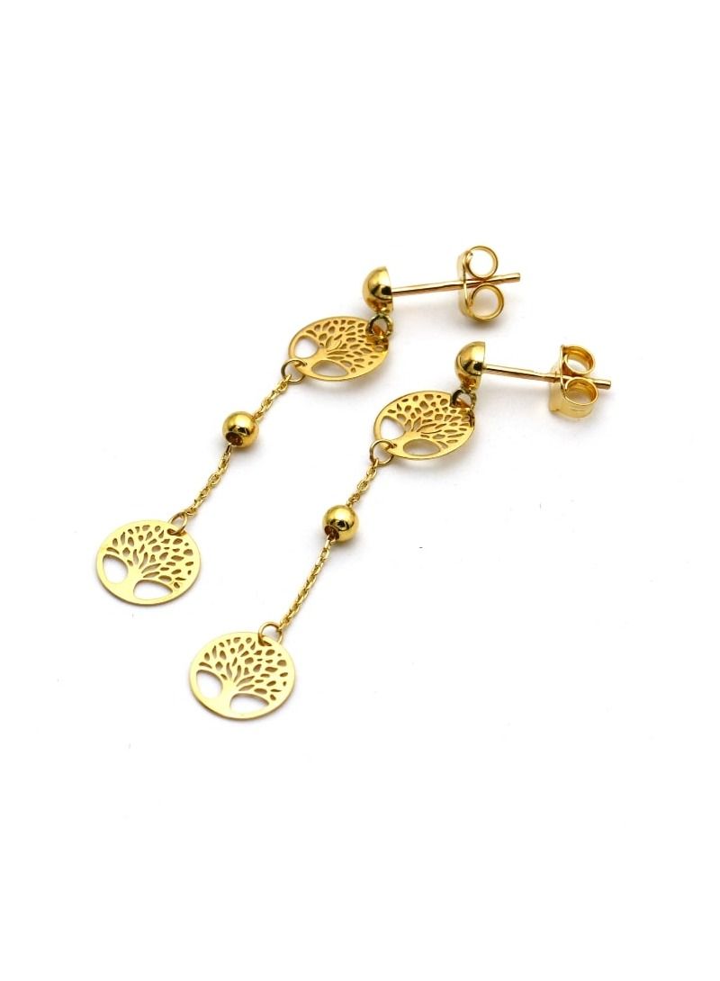 Gold Zone Real Gold Tree Hanging Stud Earring Set 0239-111 E1713 - Image 2