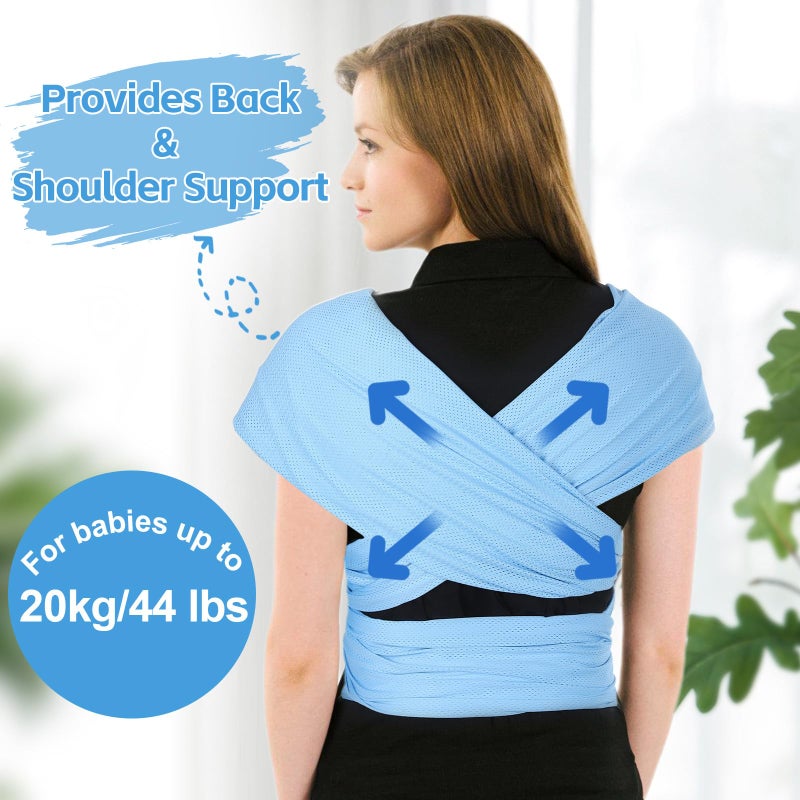 Biubee Water Sling Baby Wrap Carrier for Summer Pool - Adjustable Shoulder Mesh Breathable Chest Sling Infant Carrier for Newborn to Toddlers Summer Pool Beach (Blue) - Image 3