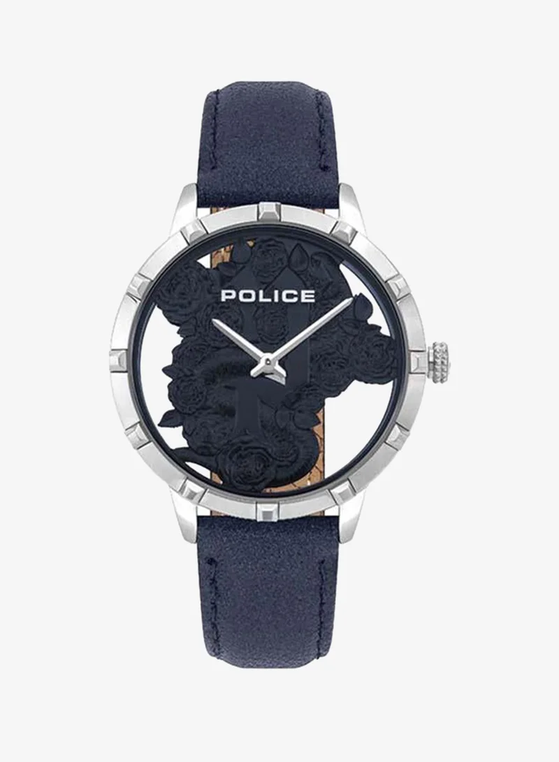 Police Blue Dial and Blue Leather Strap Analog Watch for Women