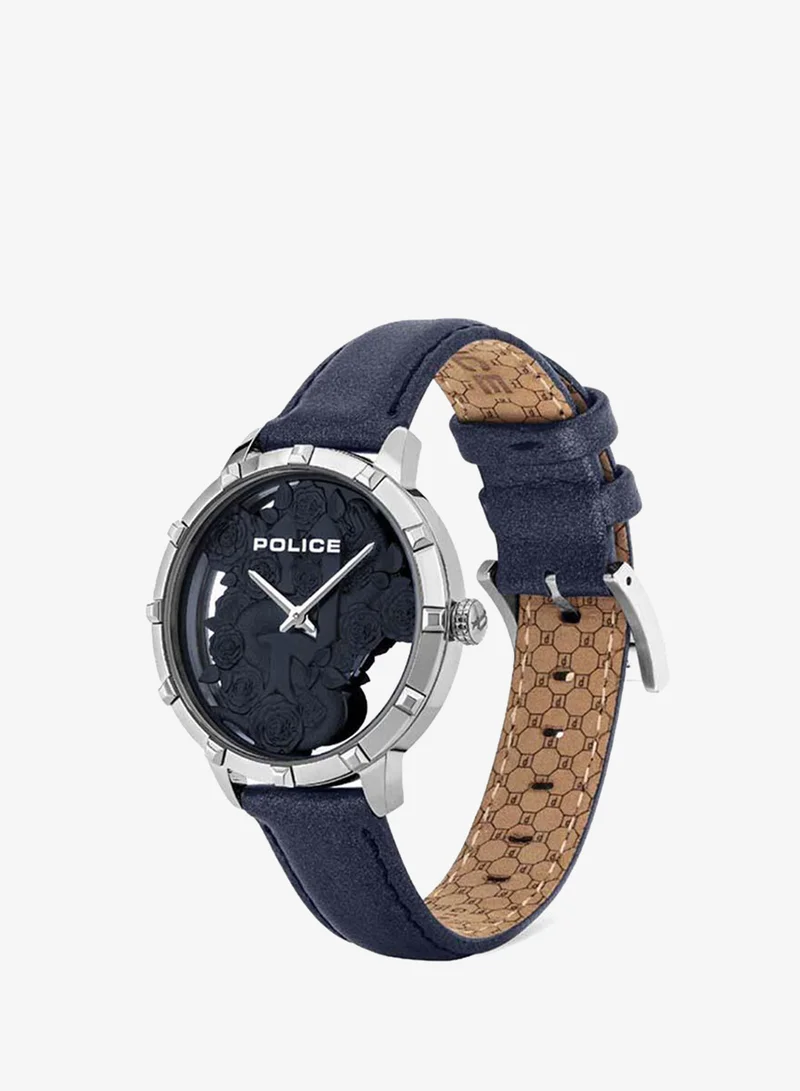 Police Blue Dial and Blue Leather Strap Analog Watch for Women