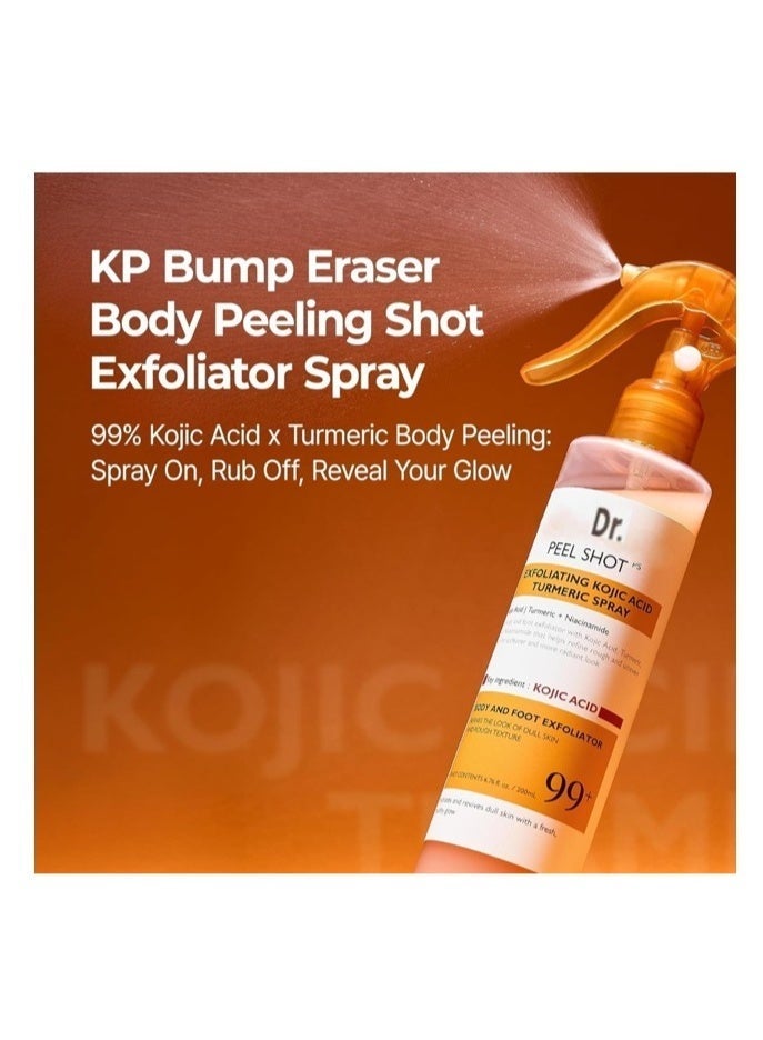 Dr. Peel Shot Exfoliating Spray 200ml with Kojic Acid & Turmeric for Brightening Skin - Image 2