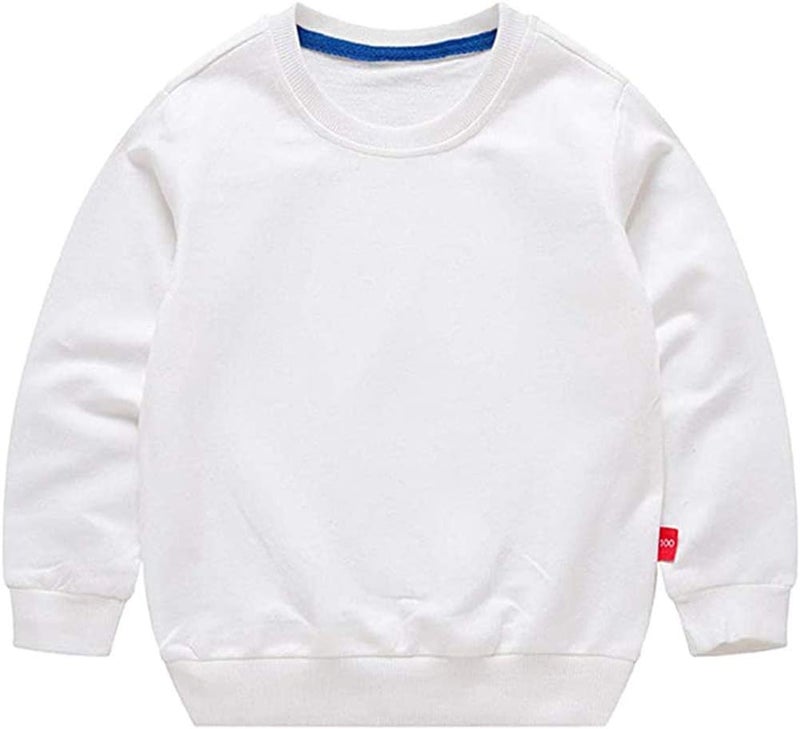 Boys' Crewneck Sweatshirt T-shirt Girls Sport Long Sleeve Cotton Kids Toddler Solid Pullover Tops(1-8 Years)