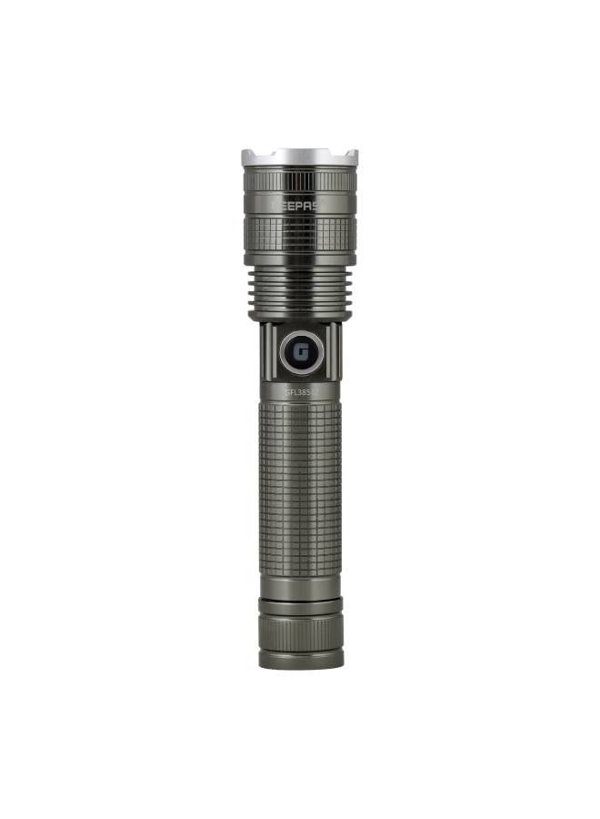 GEEPAS Zoomable 15W LED Flashlight|Aluminum Alloy Body, High Power LED 4000mAh Li-ion Battery, Type-C Charging with 1500 Lumens Output, Type-C Fast Charging| Skid Proof, Shock Proof GFL3854Z Green 227mm - Image 1