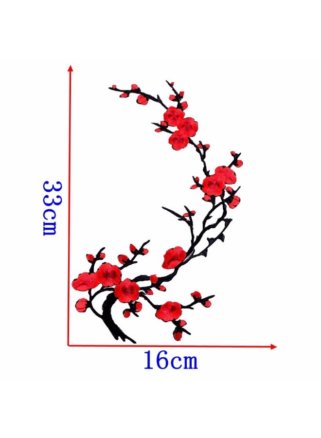 Plum Blossom Flower Embroidery Patches Applique Fabric Sticker Craft Sewing Repair Decoration, Set of 2 - Image 5