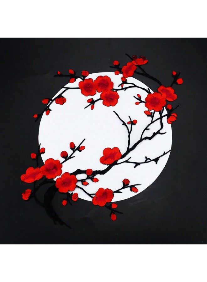 Plum Blossom Flower Embroidery Patches Applique Fabric Sticker Craft Sewing Repair Decoration, Set of 2 - Image 4