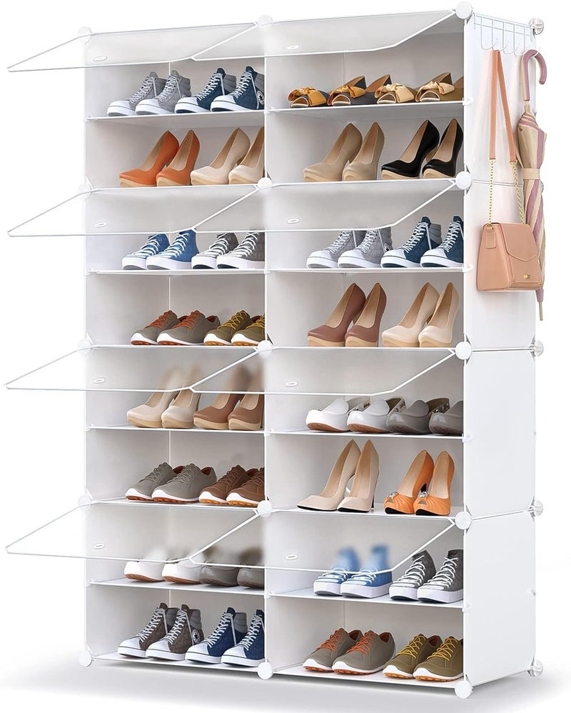 HOMICKER Shoe Storage32 Pairs Shoe Rack Organizer for Closet Shoe Cabinet with Door Shoe Shelves for ClosetEntrywayHallwayBedroom