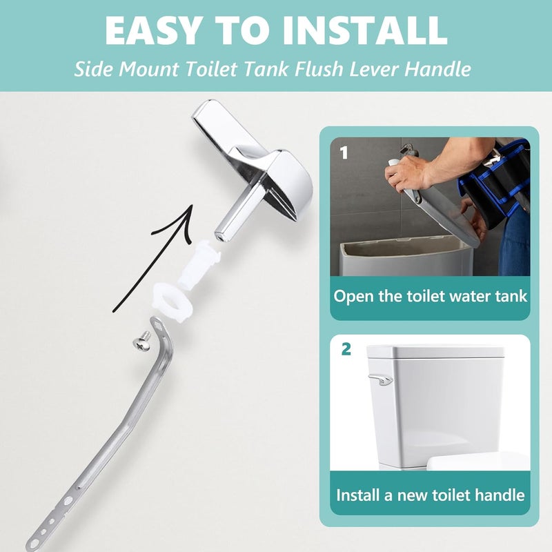 OasisFlow Toilet Handle Replacement Trip Lever Compatible with Kohler 87115-CP Toilet, Toilet Flush Handle Side Mount, Chrome - Image 5