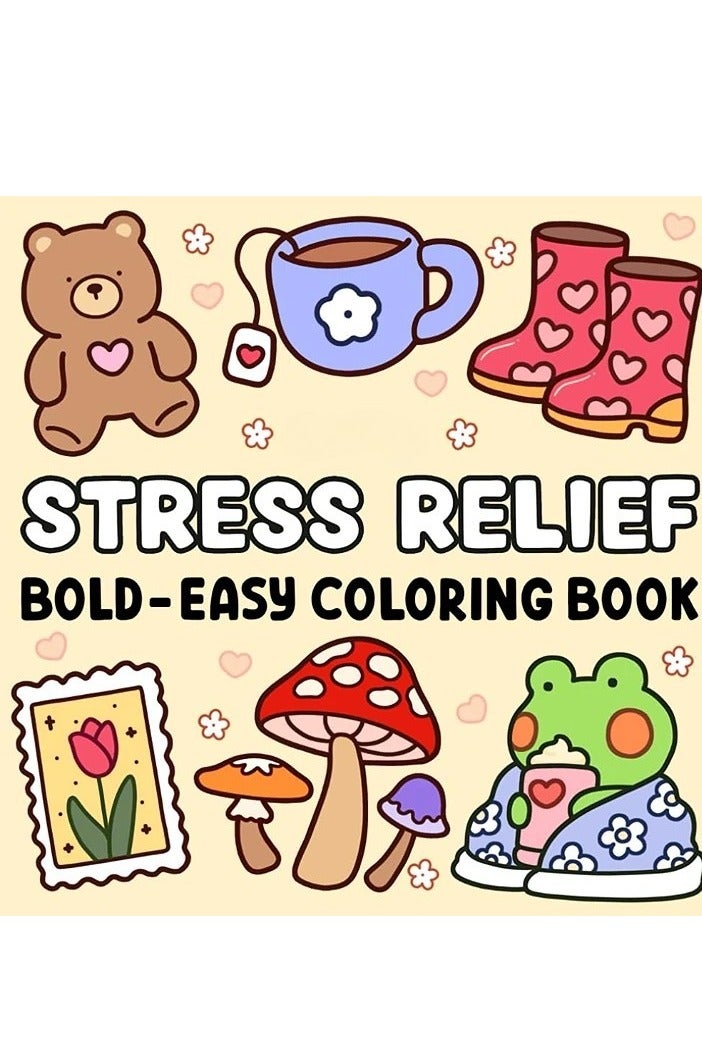 general Stress Relief Coloring Book for Adults & Kids: Bold & Easy Designs with Animals, Landscapes, Flowers | Relaxing Anti-Anxiety Art Therapy, Big Simple Patterns, Cute Themes (Bold & Easy Series)