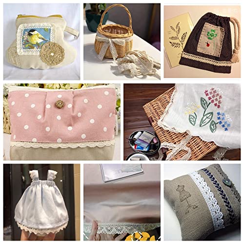 AIETSYEI Ribbon Lace 45 Yards Vintage Ribbon Cotton Lace Craft Lace Crochet Sewing for Gift Package Wrapping, Bridal Wedding Decoration, Scrapbooking Supplies (Beige+White) - Image 4