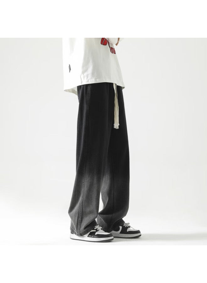Swamp Area Men's Washed Jeans, Spring And Autumn American High Street Style, Straight-leg Loose Wide-leg Casual Pants K009 Black M - Image 4