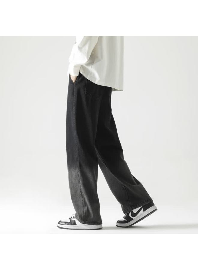 Swamp Area Men's Washed Jeans, Spring And Autumn American High Street Style, Straight-leg Loose Wide-leg Casual Pants K009 Black M - Image 2
