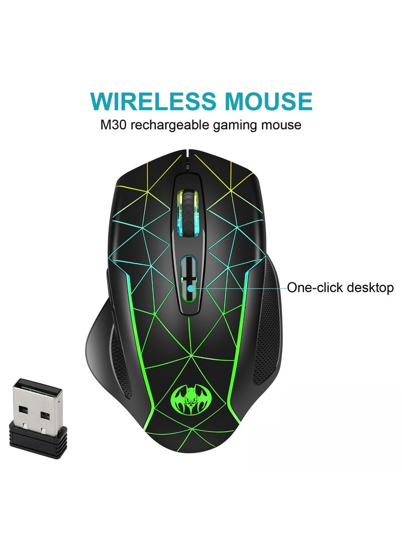 General Wireless Charging Luminous Gaming Mouse Anti-Sleep Auto Move Cursor Prevent Computer Lock Screen 2-in-1 Mouse  - Image 1