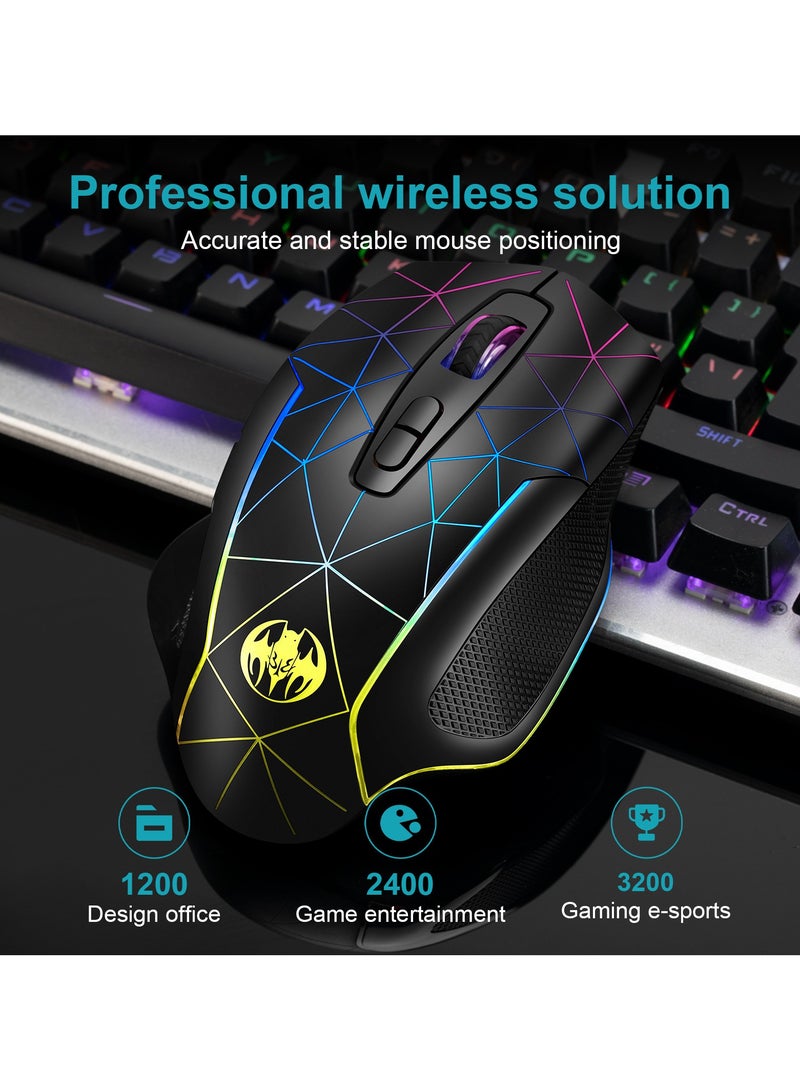 General Wireless Charging Luminous Gaming Mouse Anti-Sleep Auto Move Cursor Prevent Computer Lock Screen 2-in-1 Mouse  - Image 2