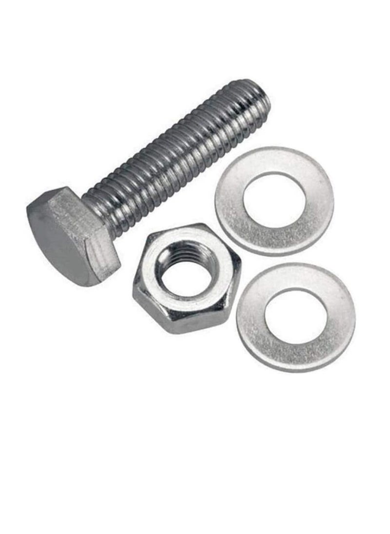 Generic 12 pcs Hex Head Screw Bolts Nuts & Washers Fully Thread GI Plain Finish Bolt Set. (14, 50MM)  - Image 1